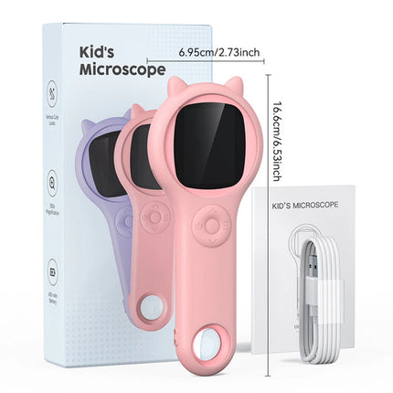 500X Handheld Digital Microscope with 8 LED Light Magnifying Glass HD Magnifier Pink