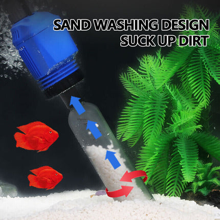 Fish Tank Cleaner Syphon Change Pump Water Filter Aquarium Vacuum Gravel Battery