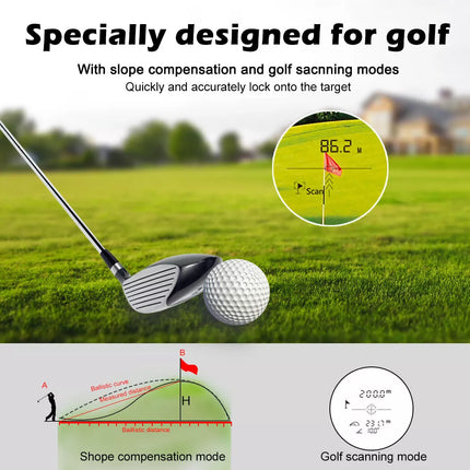 Golf Laser Range Finder Hunting Rangefinder Flagpole Distance Height Speed 500M White