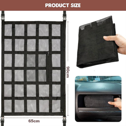 2Pcs Universal Mesh Storage Bag Car Roof Ceiling  Net Pouch Pockets For SUV Van