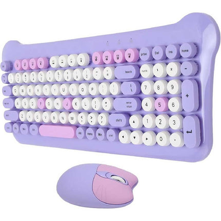 Purple Cute Auto Sleeping Wireless Keyboard Mouse Set Bluetooth Gamming Computer Laptop