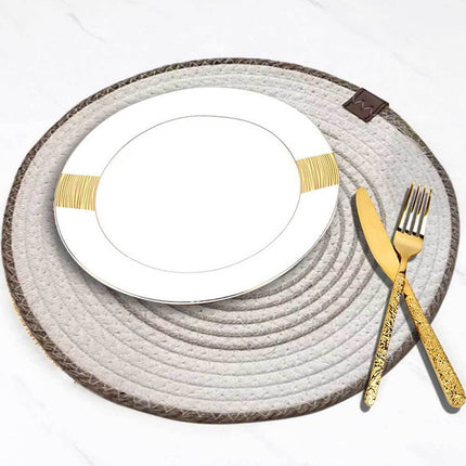 2X 25cm White Coaster Round Thread Hand Woven Coffee Wine Tea Mat Non-slip Placemat Kitchen Au