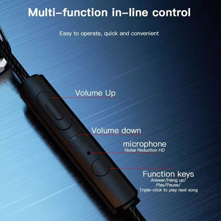 6D Mobile Phone Universa Type C Earphone Headphone For iPhone Samsung USB wired