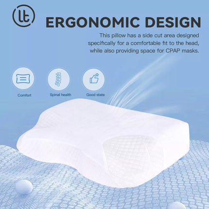 Contour Sleep Therapy Memory Foam Pillow Side Sleepers Removable Cover