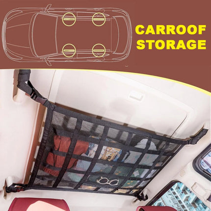 2Pcs Universal Mesh Storage Bag Car Roof Ceiling  Net Pouch Pockets For SUV Van