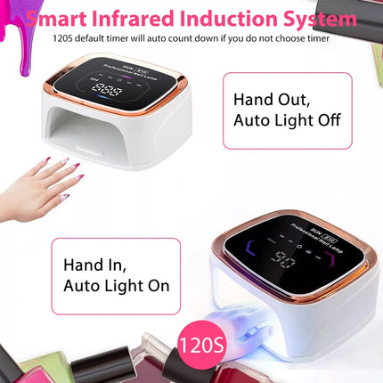 Cordless Rechargeable Nail Gel Polish Light Dryer 108W LED/UV Nail Lamp Manicure
