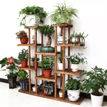 XL-Large 17 Pots Wood Plant Stand House Office Use Flower Pots Planter Shelf