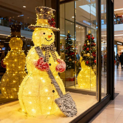 120cm Solar Powered Christmas Decoration Lights Snowman Metal Frame LED Light
