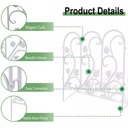 5Pcs Garden Fence Outdoor Coated Metal Landscape Wrought Iron Wire Border Folding