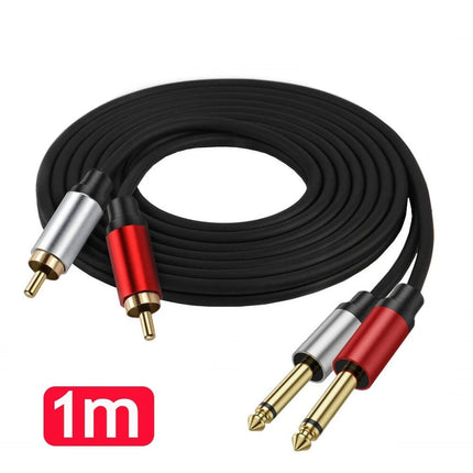 Dual 6.35mm 1/4 TS Mono Male to Dual 2 RCA Male Adapter Audio Cable