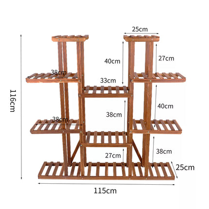 XL-Large 17 Pots Wood Plant Stand House Office Use Flower Pots Planter Shelf