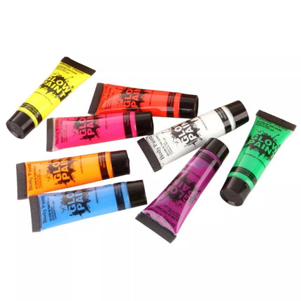 8pcs Fluorescent Face Paint Set Glow Art Neon Makeup for Adults Boys and Girls