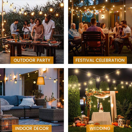 20M Connectable LED Festoon String Lights Xmas Wedding Party Patio Dimmable