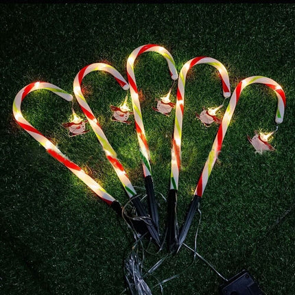 5x Solar Powered LED Christmas Sugar Candy Light Outdoor Garden Lamp Backyard