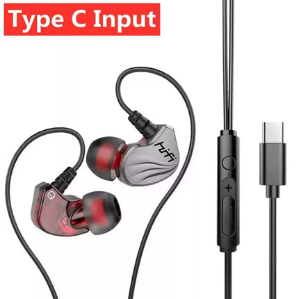 6D Mobile Phone Universa Type C Earphone Headphone For iPhone Samsung USB wired