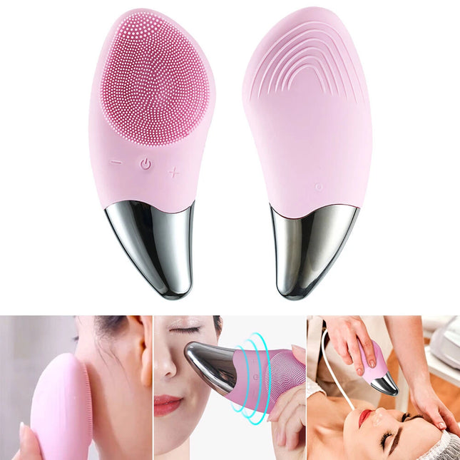 Electric Silicone Facial Cleansing Brush Face Washing Brush Cleaner Massager