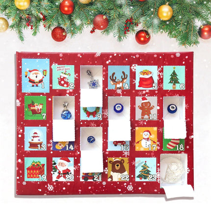 Christmas Advent Calendar Bracelet 24 Days Countdown Calendar DIY Charm Beads Red