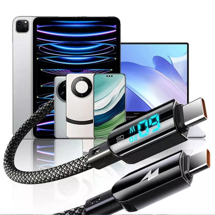 Type C to Type C to Ligtning Fast Charge Cable LED Display USB C to C Charging Date Transfer iPhone