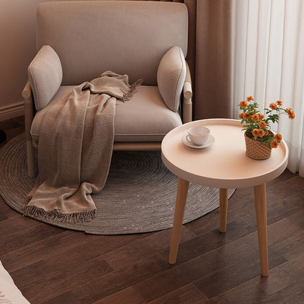 Large Round Side Table Wood Living Room Coffee End Table Bedside Decor Table