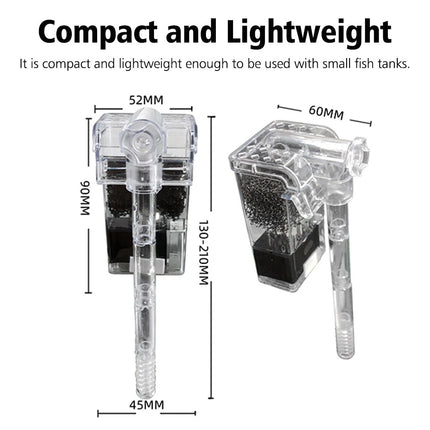 Mini Aquarium Fish Tank Waterfall Hang On External Oxygen Pump Water Filter