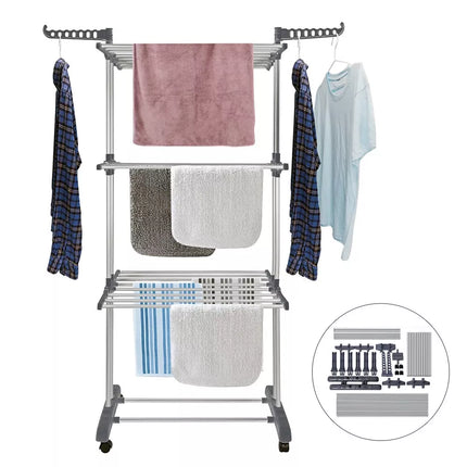 3 Tiers Foldable Garment Hanger Clothes Airer Drying Stand Laundry Support Horse