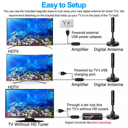 Portable TV Antenna Indoor Outdoor Digital HD Freeview Aerial Ariel 200Mile