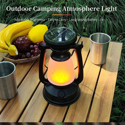 Outdoor Solar USB Rechargeable Camping Lantern Lamp Tent Hiking LED Light Lights
