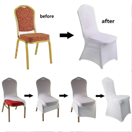 10PCS White Chair Covers Full Seat Covers Spandex Lycra Stretch Party Wedding