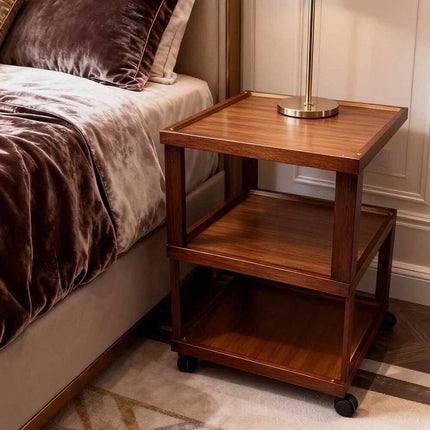 Rolling 3-Wheel Bedside Table Household Living Room Coffee Corner Table