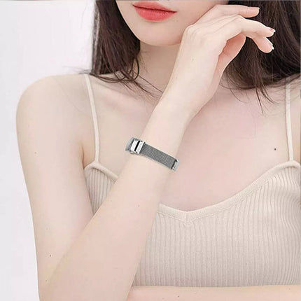 Silver Fitbit Luxe Band Replacement Magnetic Wristband Watch Soft Stainless Steel Strap