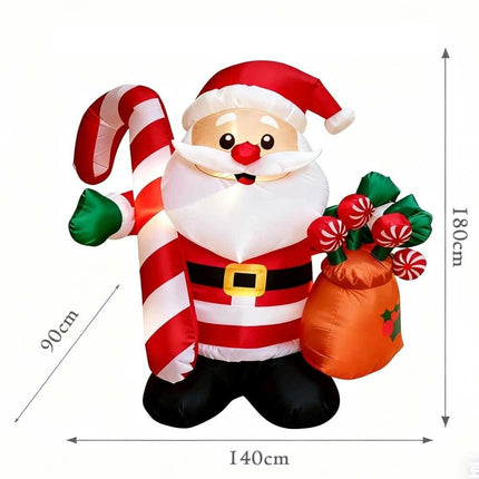 6Ft Inflatable Christmas Cute Fat Santa Claus With LED lights decoration Xmas