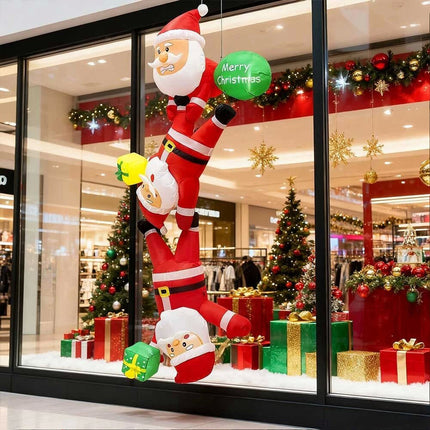 8Ft Inflatable Christmas Cute Funny Hanging Santa Claus With LED lights Xmas