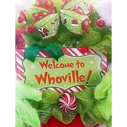 Christmas Grinch Outdoor Wreath Hanging Decor Party Supplies Props Ornament