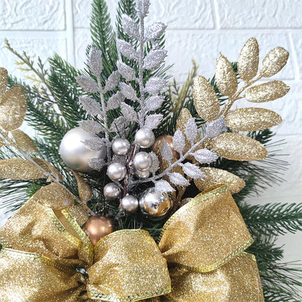 Gold Christmas Garland With LED Light For Staircase Tree Fireplace Door Wreath Decor