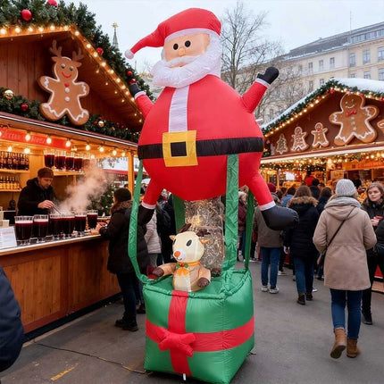 9ft Inflatable Christmas Santa Claus Hot Air Balloon Reindeer Xmas Decorations