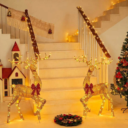 6ft Christmas Decoration Reindeer LED Lights Light up Solar Iron Frame Door De