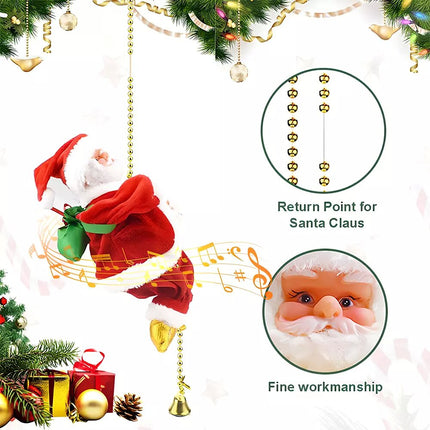 Electric Christmas Santa Claus Climbing Rope Ladder Musical Toy Xmas Gift Decors