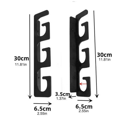 4X Wall Mount Fishing Rod Holder Horizontal 6-Rod Black Fishing Rod Storage Rack