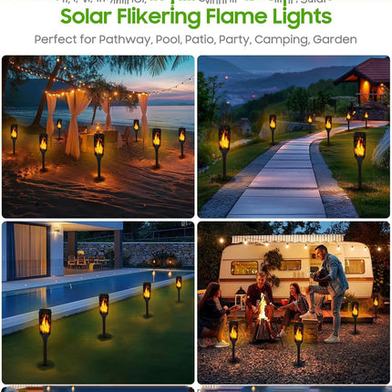2 Packs Halloween Decoration Outdoor Solar Lights Torch Light Flickering Flame Pathway