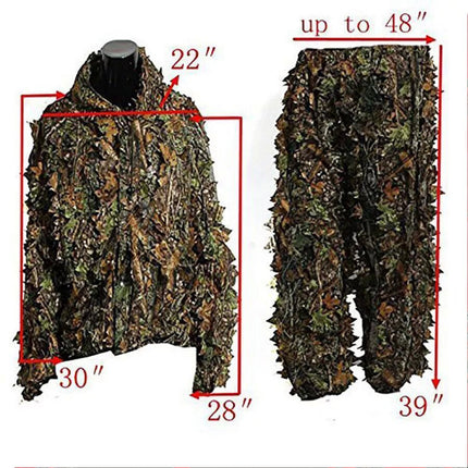 3D Leaf Camouflage Hunting Ghillie Suit Camo Sniper Jungle Woodland Clothes Set