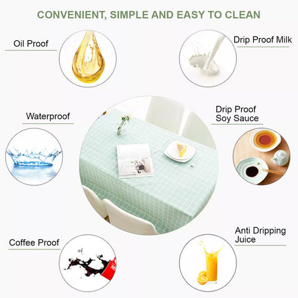 Scandinavian Green Rectangle Table Cloth Water Stain Resistant PEVA Party Tablecloth Desk Cover Mat