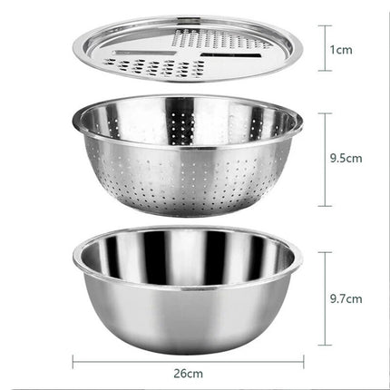 3in1 Multifunction Grater + Drain Basket + Basin Stainless Steel Box Grater Setsf