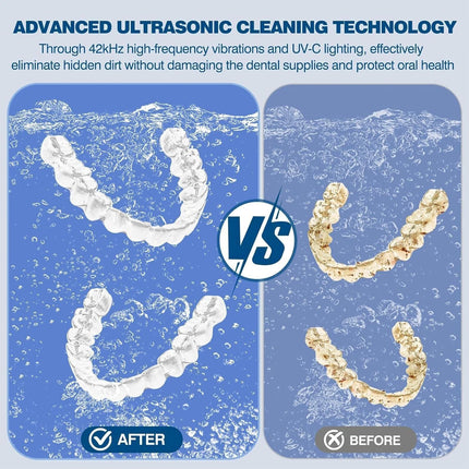 Dental Ultrasonic Retainer Cleaner - 49kHz Ultrasonic Pod for Denture Jewelry
