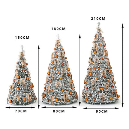 Pre-Decorated Christmas Tree Foldable Holiday Decoration With LED lights Xmas