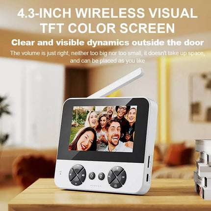 Wireless 4.3" Doorbell-Video Door Bell Smart Intercom Ring Security Phone Camera