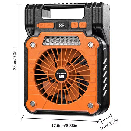 Solar Charging Camping Fan LED light Rechargeable Battery Lantern Power Bank