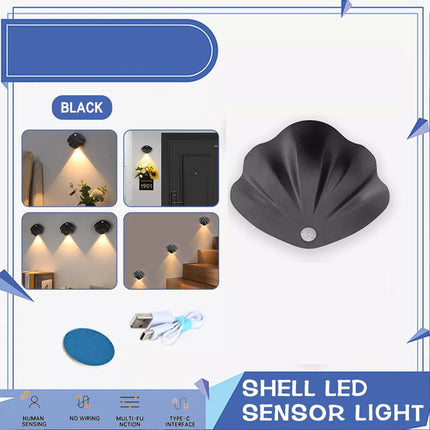 2 PCS Black Motion Sensor LED Night Light Body Induction Lamp USB Rechargeable Wall Mount