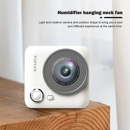 White-Camera Neck Fan Bladeless Hanging Air Cooler USB Rechargeable Portable Personal