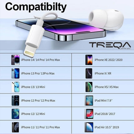 TREQA Earphone For iPhone 14 13 12 11 SE Pro Max Wired in-Ear Earbuds Headphones
