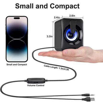 USB Wired Computer Speakers for Desktop PC Laptop Stereo LED RGB Light Soundbar